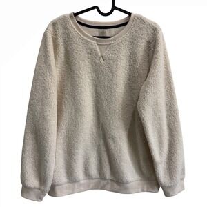 St John's Bay Womens Birch Sherpa Pullover Sweatshirt‎ Classic Crewneck Medium